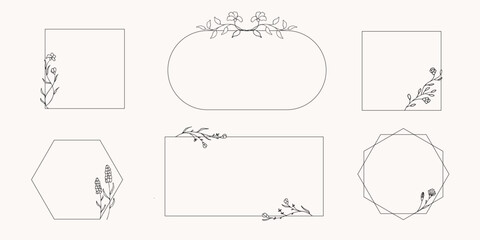 Simple hand drawn floral frame copy space