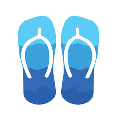 Blue Sandals Slippers for Summer Doodle Vector Illustration