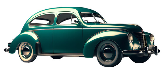 Green classic 1940s style automobile. Generative AI.