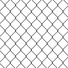 chain link fence wire mesh steel metal isolated. Art design gate made. Prison barrier, secured property. Vector illustration.