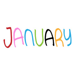 January colorful hand lettering