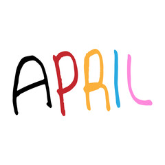 April colorful hand lettering