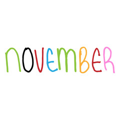 November colorful hand lettering