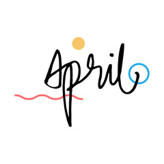 April hand lettering element