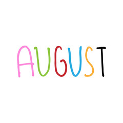 August colorful hand lettering