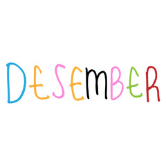 December colorful hand lettering