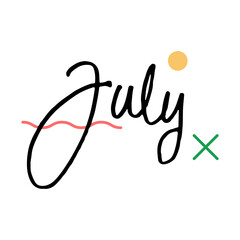 July hand lettering element