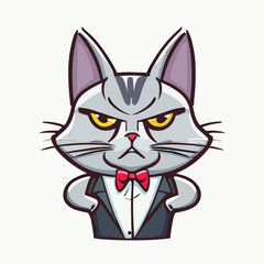 Fototapeta na wymiar Gangster minimalist color cat vector illustration:: 