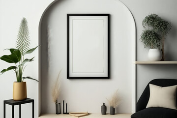 Interior Frame mockup with vertical black frame