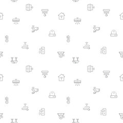 Seamless pattern with smart home icon on white background. Included the icons as house, hub, door lock, sensor, control, smart watch, lighting, devices, washing machine and design elements 