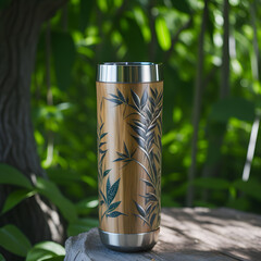A beautifully crafted bamboo tumbler