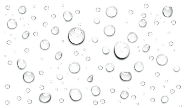 Pure clear water drops realistic or realistic drops on an isolated transparent background. Png transparency