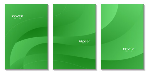 set of flyers. abstract green background with waves