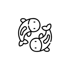 two koi fish icon with black color