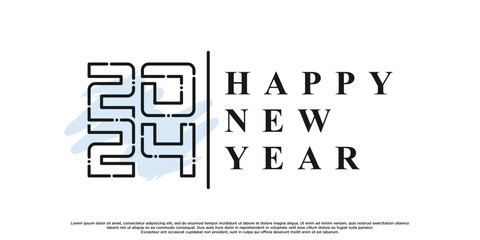 2024 happy new year logo design premium vector