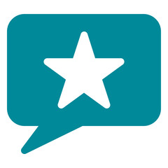 Feedback message icon for review and rating with stars