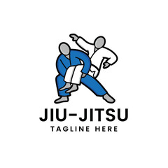 Martial art  Brazilian Jiu- Jitsu Judo logo sport symbol illustration Vector