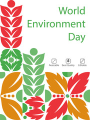 Square background geometric shape of world environtment day. Geometric template with leaves vector illustration