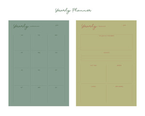 set of Yearly Planner (Green) 