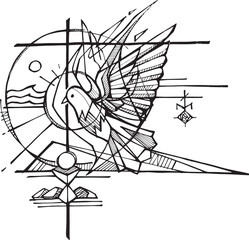 Hand drawn illustration of symbol holy spirit revives.