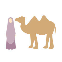 camel with faceless muslim woman