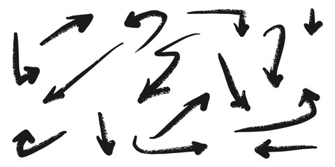 Hand drawn Arrows icons Set. arrow icon with various directions. Doodle vector illustration. isolated on a white background