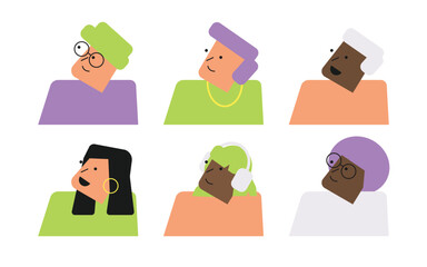 Set of flat style people profiles illustration