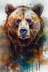 Abstract Brown Bear Painting. AI generated Illustration. - 605863385