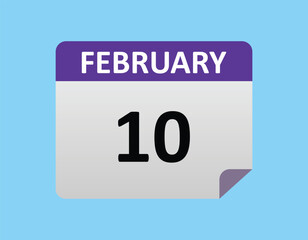 10th February calendar icon. Calendar template for the days of February. vector illustrator.