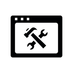 Website Maintenance Flat Black Icon Isolate On White Background Vector Illustration | Seo Icons