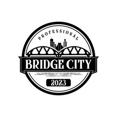Bridge and city badge logo template
