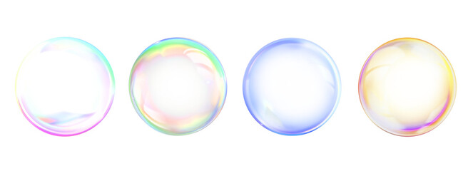Colorful magical fantasy dreamy bubble or Soap bubble. Set of multicolored transparent bubble. Png transapency - obrazy, fototapety, plakaty