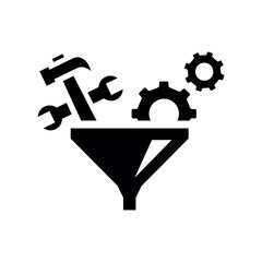 SEO Filter Flat Black Icon Isolate On White Background Vector Illustration | Seo Icons