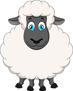 Cute sheep mascot cartoon smiling