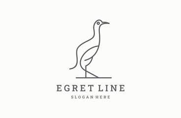 Heron or egret logo icon design template flat vector