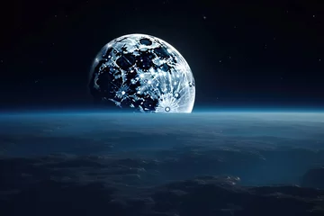 Fototapete Vollmond und Bäume the Earth as seen from space Generative AI