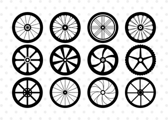 Bicycle Wheel Silhouette, Wheel Svg, Cycle Wheel Svg, Wheel Icon Svg, Cycle Tire Svg, Tire Icon Svg, Cycle Wheel Bundle