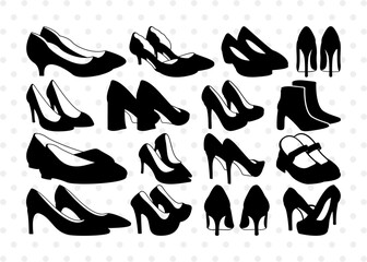 Women Shoes SVG, Shoes Silhouette, Women Footwear Svg, High Heel Svg, Stylish Women Shoes Svg, Shoes Svg, Women Shoes Bundle