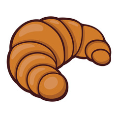 Croissant vector hand drawn , illustration. Cartoon style. icon. Bakery croissant. Vector isolated on white background for design menu cafe,bistro, restaurant, label and packaging.