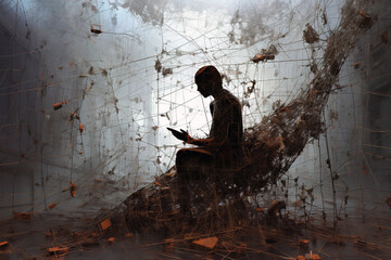 a person being trapped by intertwined networks