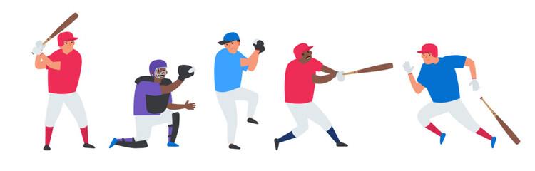 baseball players set vector illustration