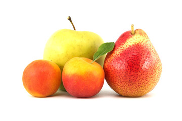 Assortment of fresh healthy fruits isolated on white