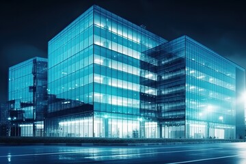 Plakat modern glass skyscraper on a busy urban street Generative AI