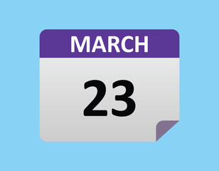 23th March calendar icon. Calendar template for the days of March.