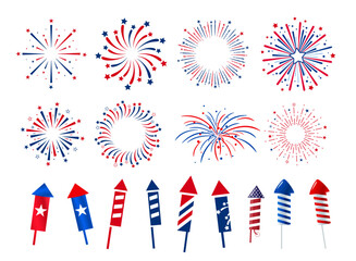 Obraz premium United states of America Fireworks illustration element isolated on white background. Vector design. 