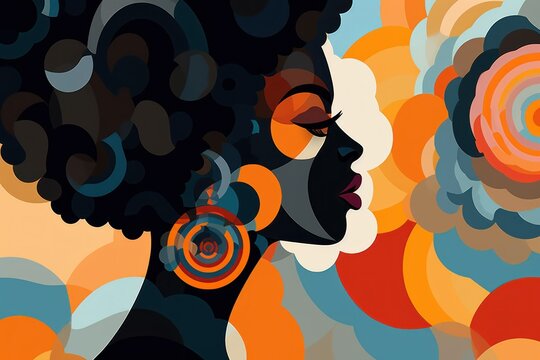 Abstract surreal portrait made out of geometry shape. stylized portrait of a beautiful black woman. concept art. Generative ai	