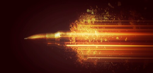 3d illustration of abstract rocket missile launched in the dark