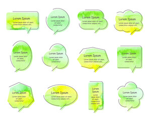 水彩イメージの吹き出しパーツ-緑	
