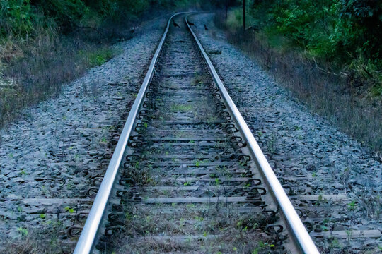 train track with stones around it
