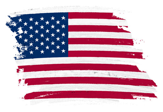 USA flag background paint splash brushstroke 3d illustration with clipping path